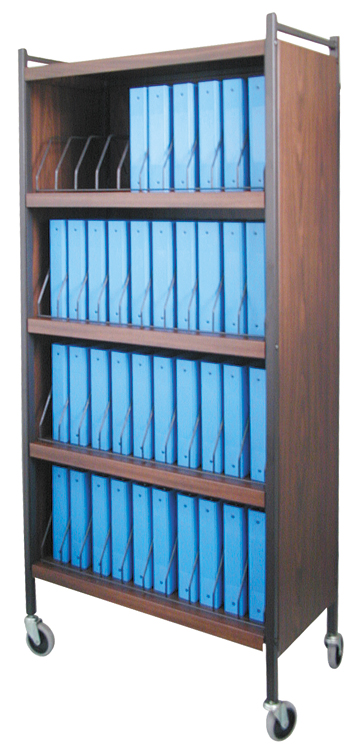 Mobile Chart Rack, 40-Space Rolling Binder Cabinet