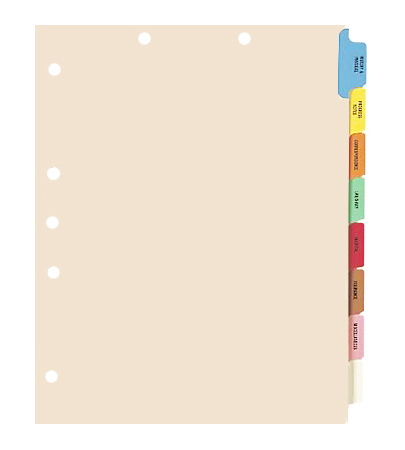 Chart Tab Dividers - 8 Tab Set