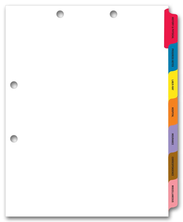 Medical Chart Dividers - 7 Tab Set
